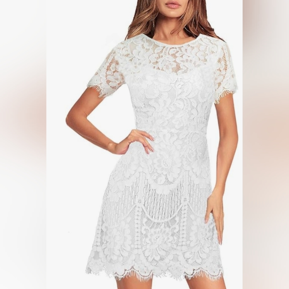 NWT MSLG Rehearsal Dinner Floral White Lace Dress XXL - Picture 2 of 16